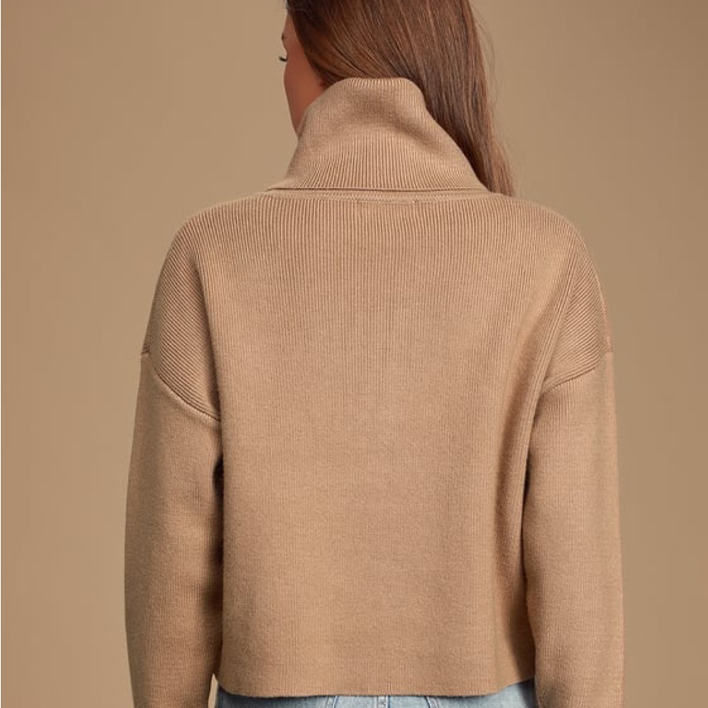 Lulus “Lets Cuddle Tan Cowel Neck Sweater” - Picture 3 of 8